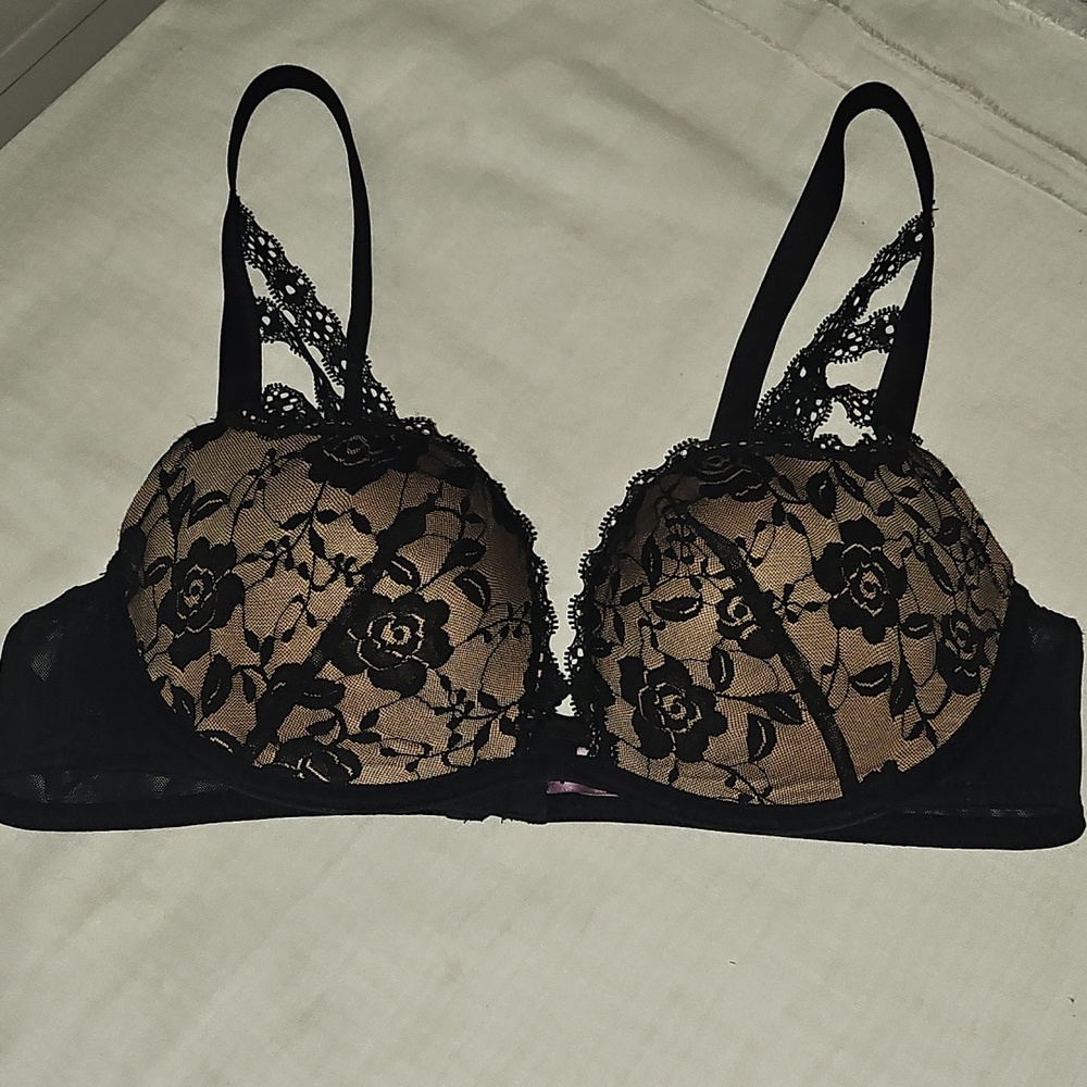 Adore Me Marcia Push Up Bra Black Lace Strappy Plunge Bra 36C - Picture 2 of 7